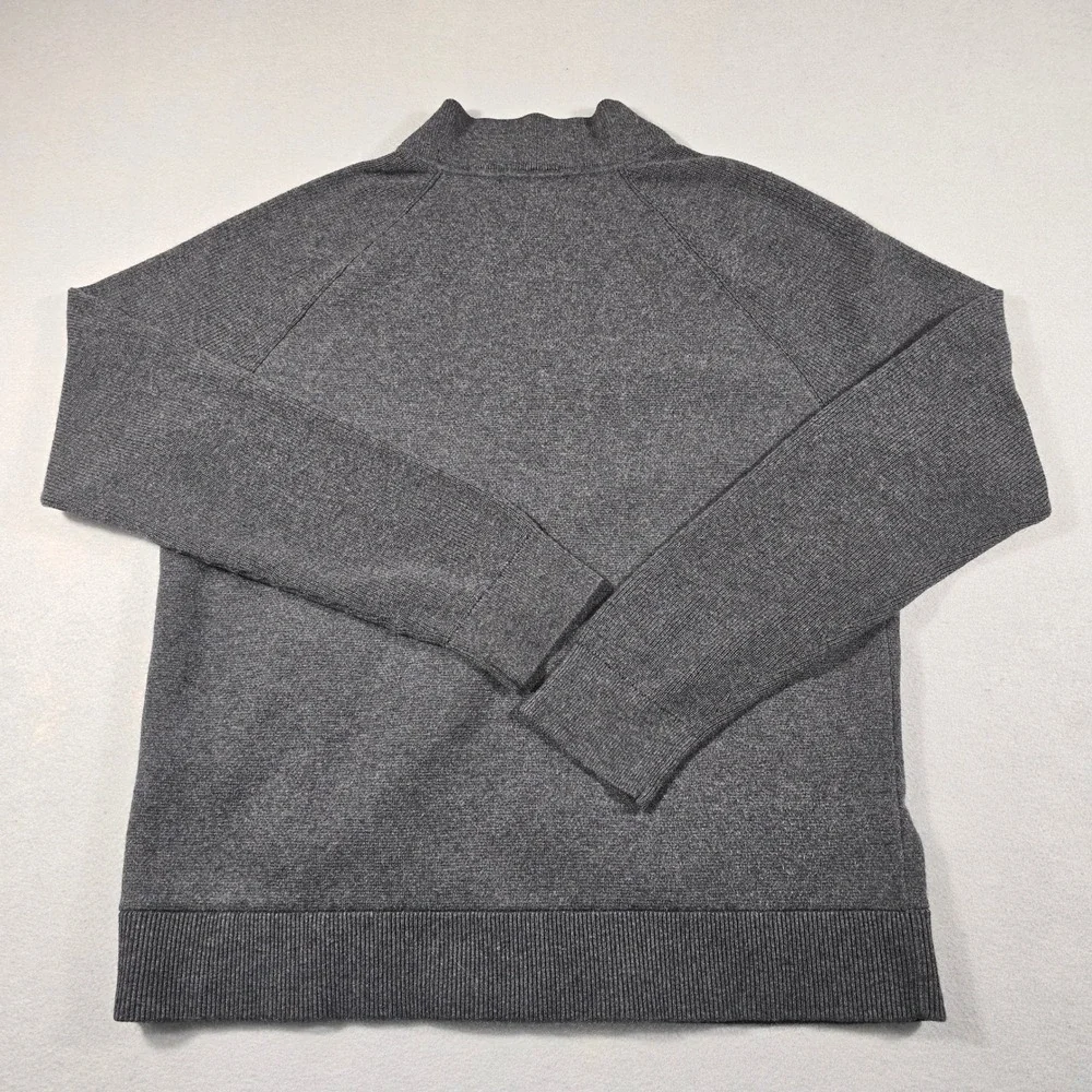 Banana Republic Bomber Sweater Mens Large Gray Double Full Zip Pockets